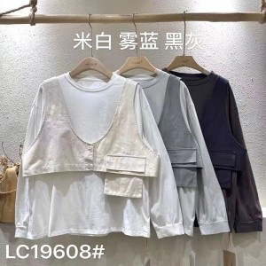 Laza elrendezés Minimalista Keretgalléros stílusban Szorított ingujj stílusban Alkalmi Szilárd színű pamut és ágynemű túlméretezett M608 T-ing + Waistcoats