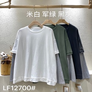 Laza elrendezés Minimalist Round Collar stílusban Kevert ujjak stílusban Alkalmi Szilárd színű pamut és textília túlméretezett 12700 pulóverek